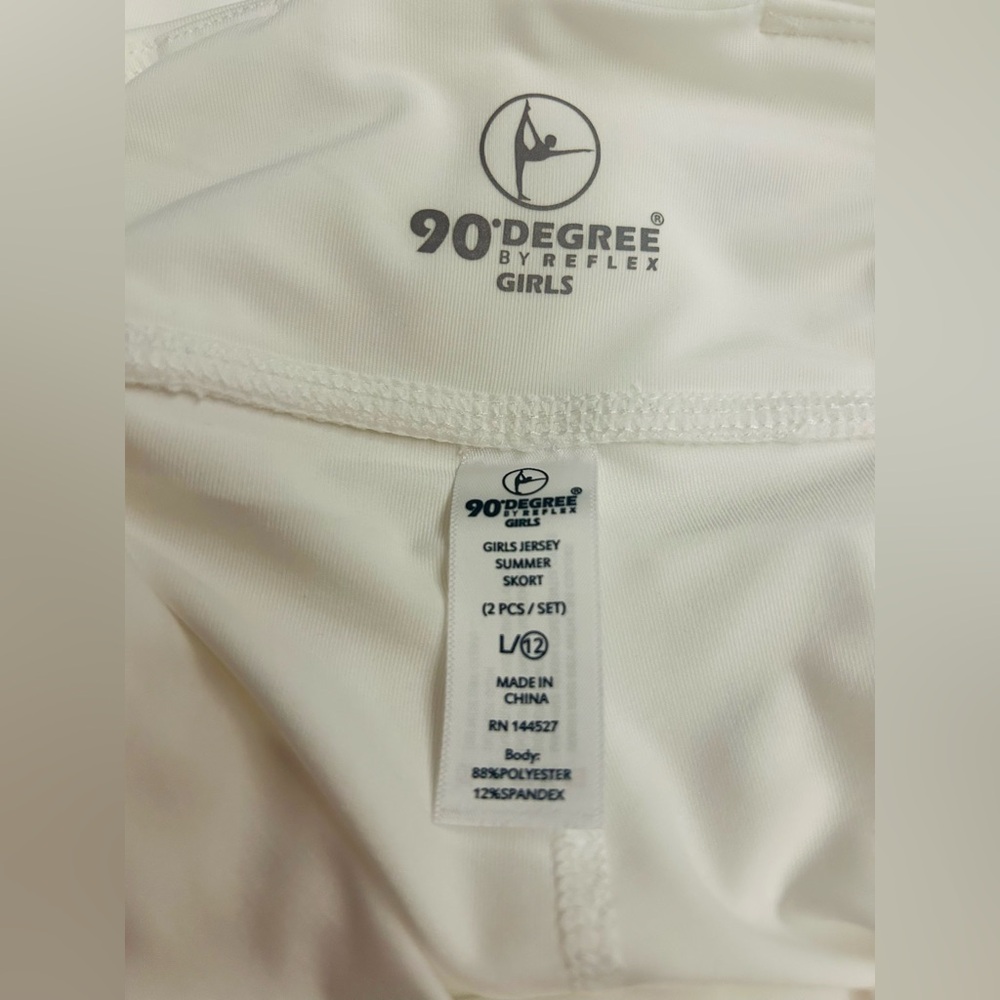 New 90 Degree by Reflex Girls 2 Piece Skort Set Pink White Girls size L (12) - Picture 9 of 16